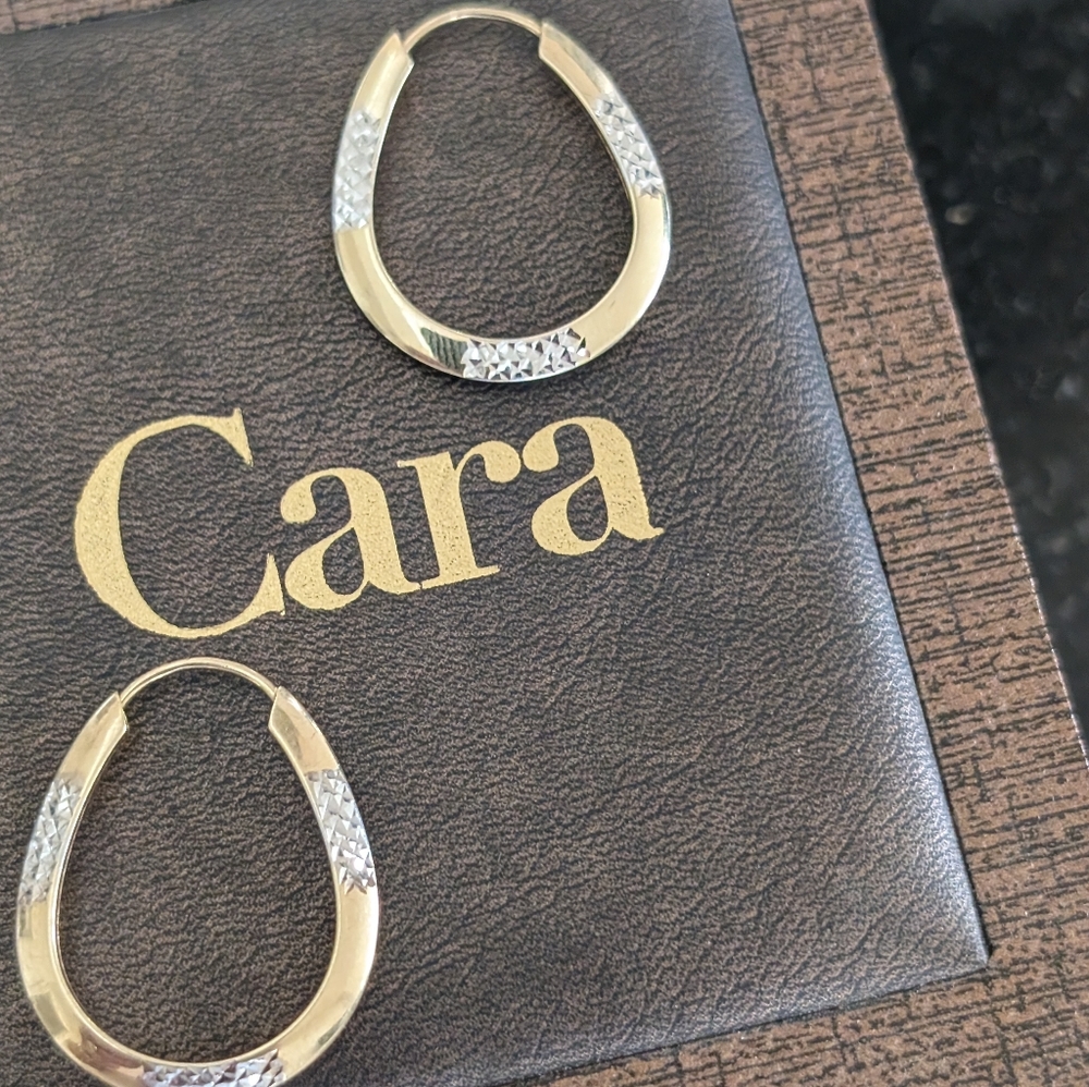 Yellow And White Gold Hoop Earrings